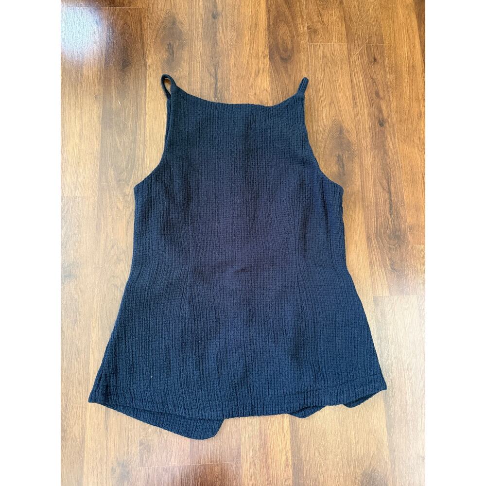 Free People Free-est Coastal Classy Tank Top Black Sz XL Cotton Waffle Button - Picture 2 of 6